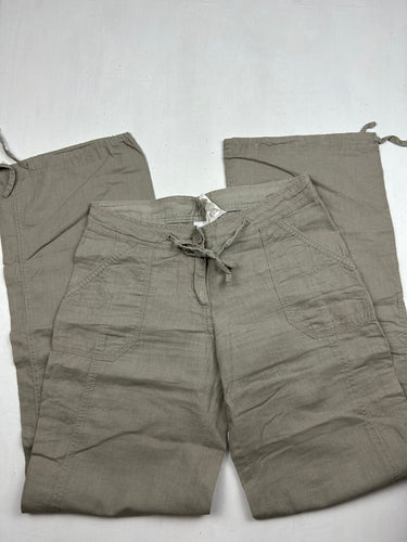 Beige linen low rise baggy pants (XS)