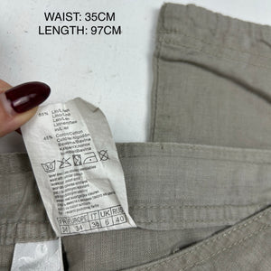 Beige linen low rise baggy pants (XS)