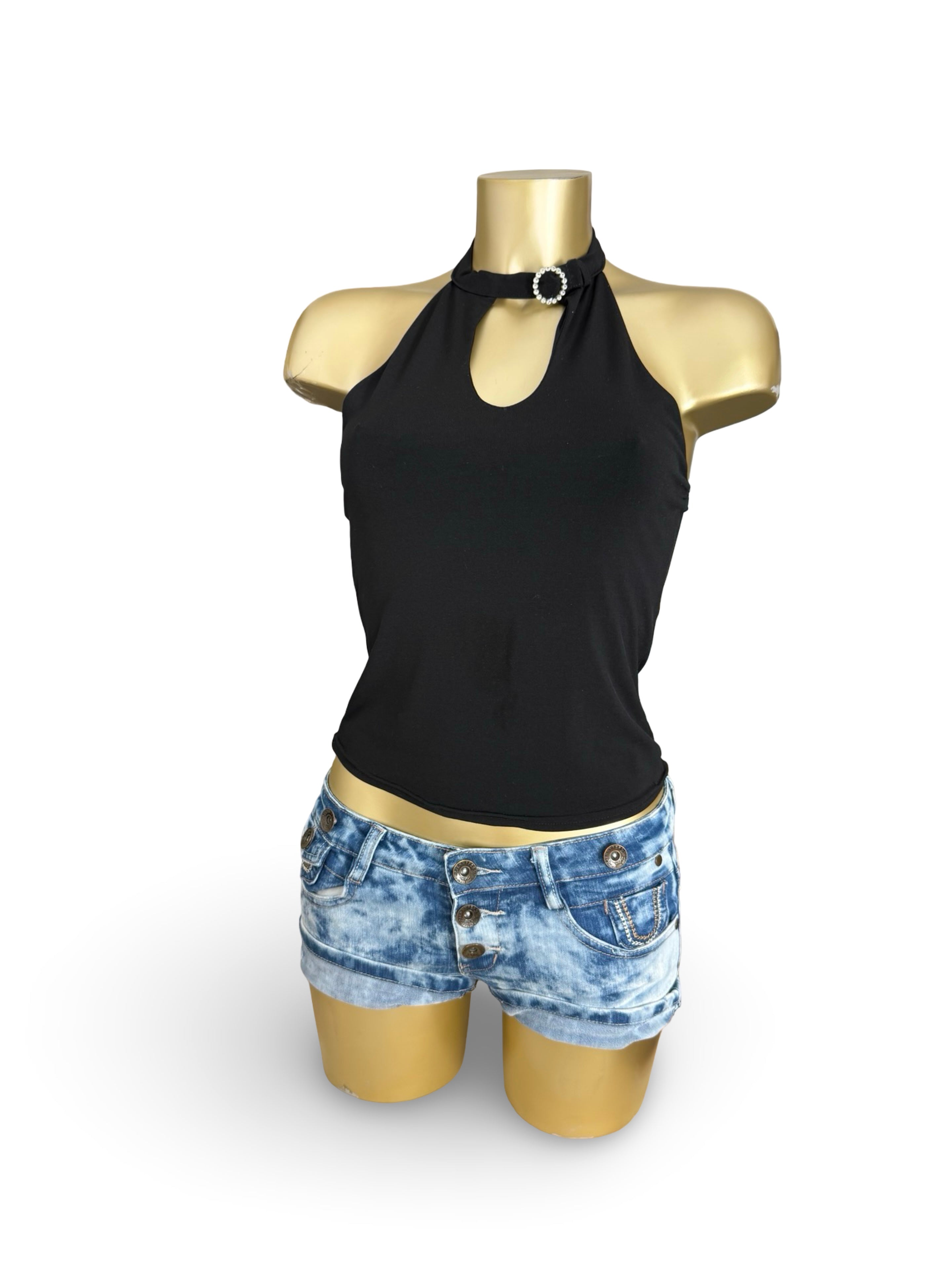 Black night out backless top (S)