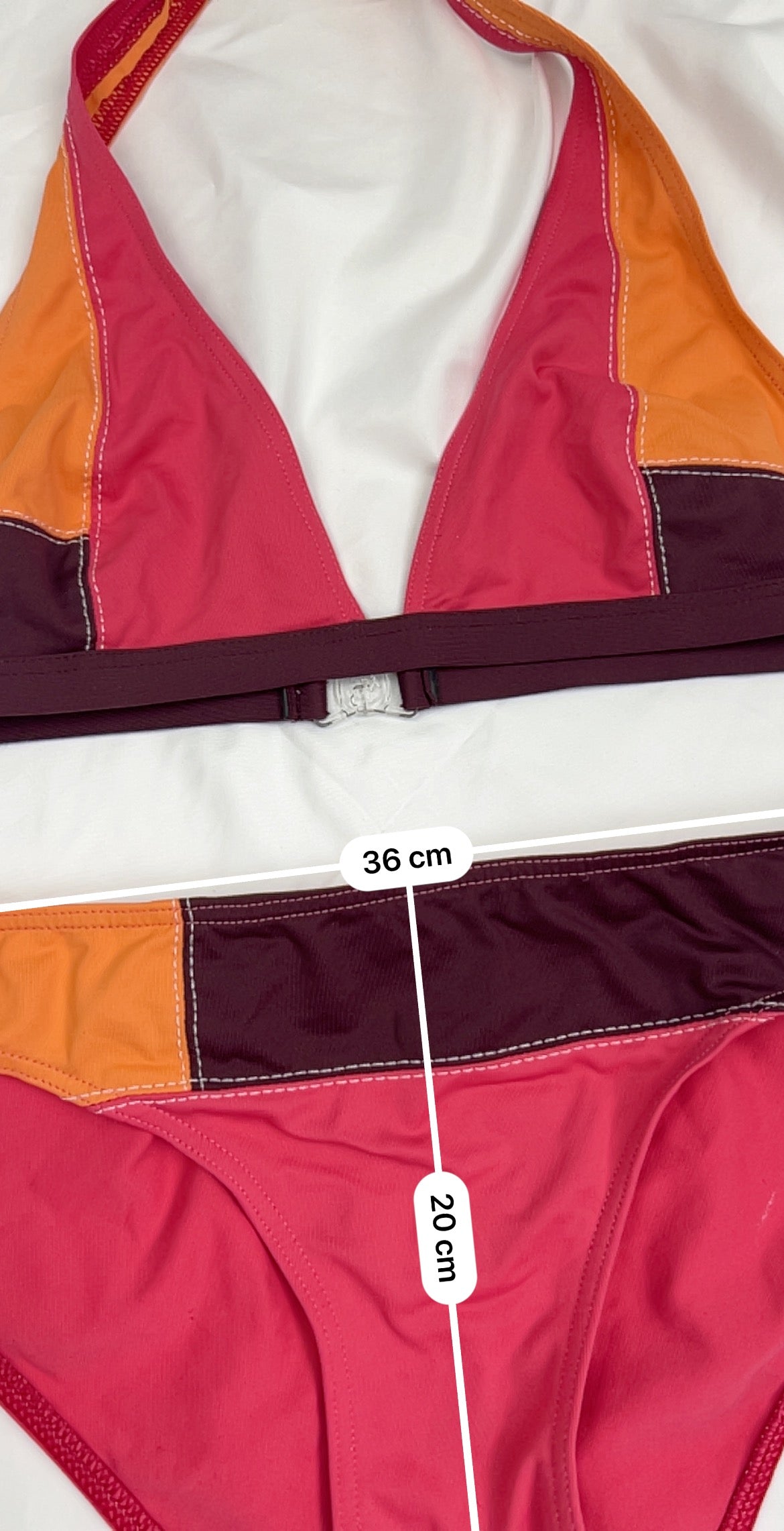 Patchwork red low rise bikini set (M)