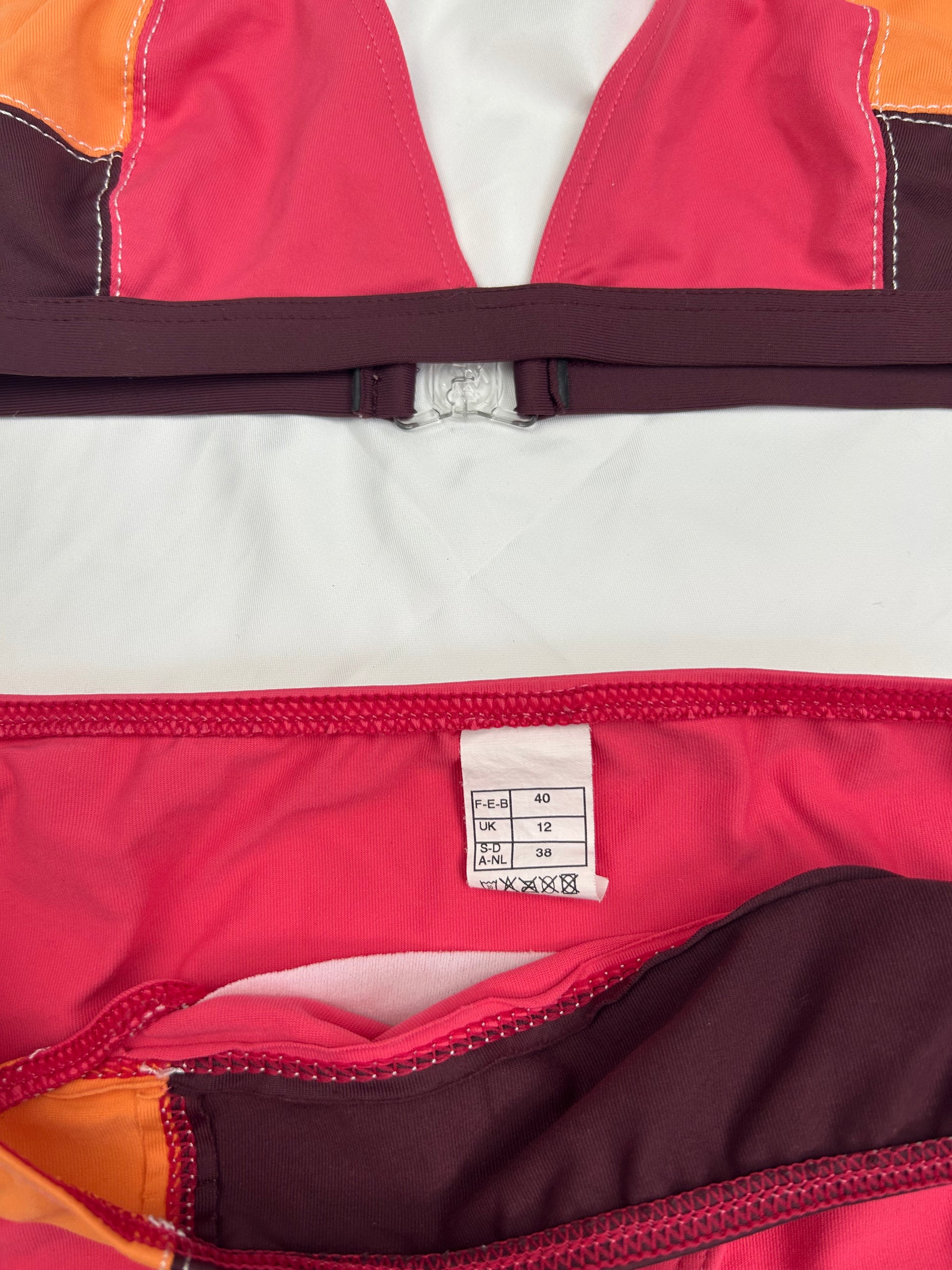 Patchwork red low rise bikini set (M)