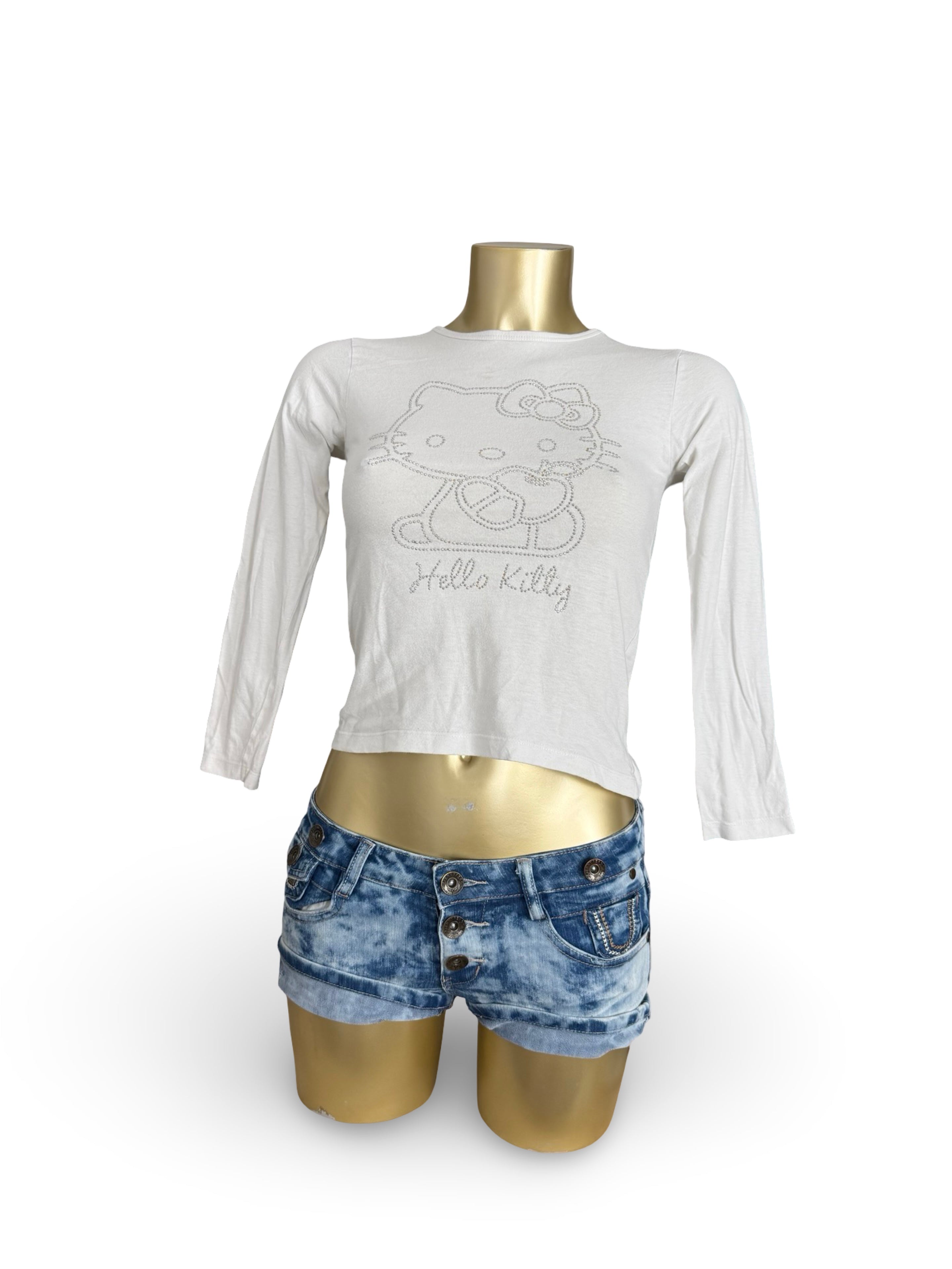 White rhinestones long sleeves top (XS)