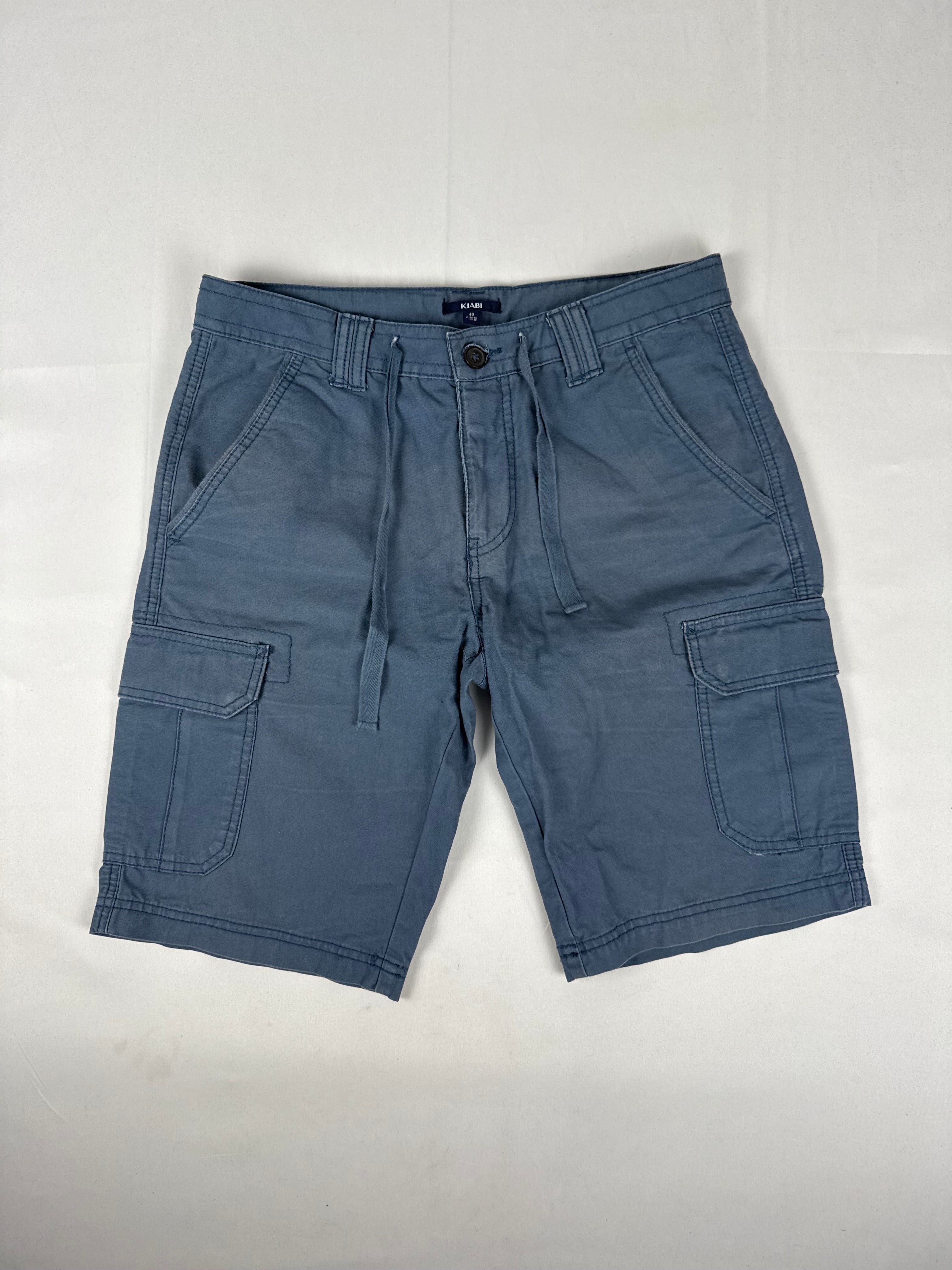 Blue cotton cargo mid short (L)