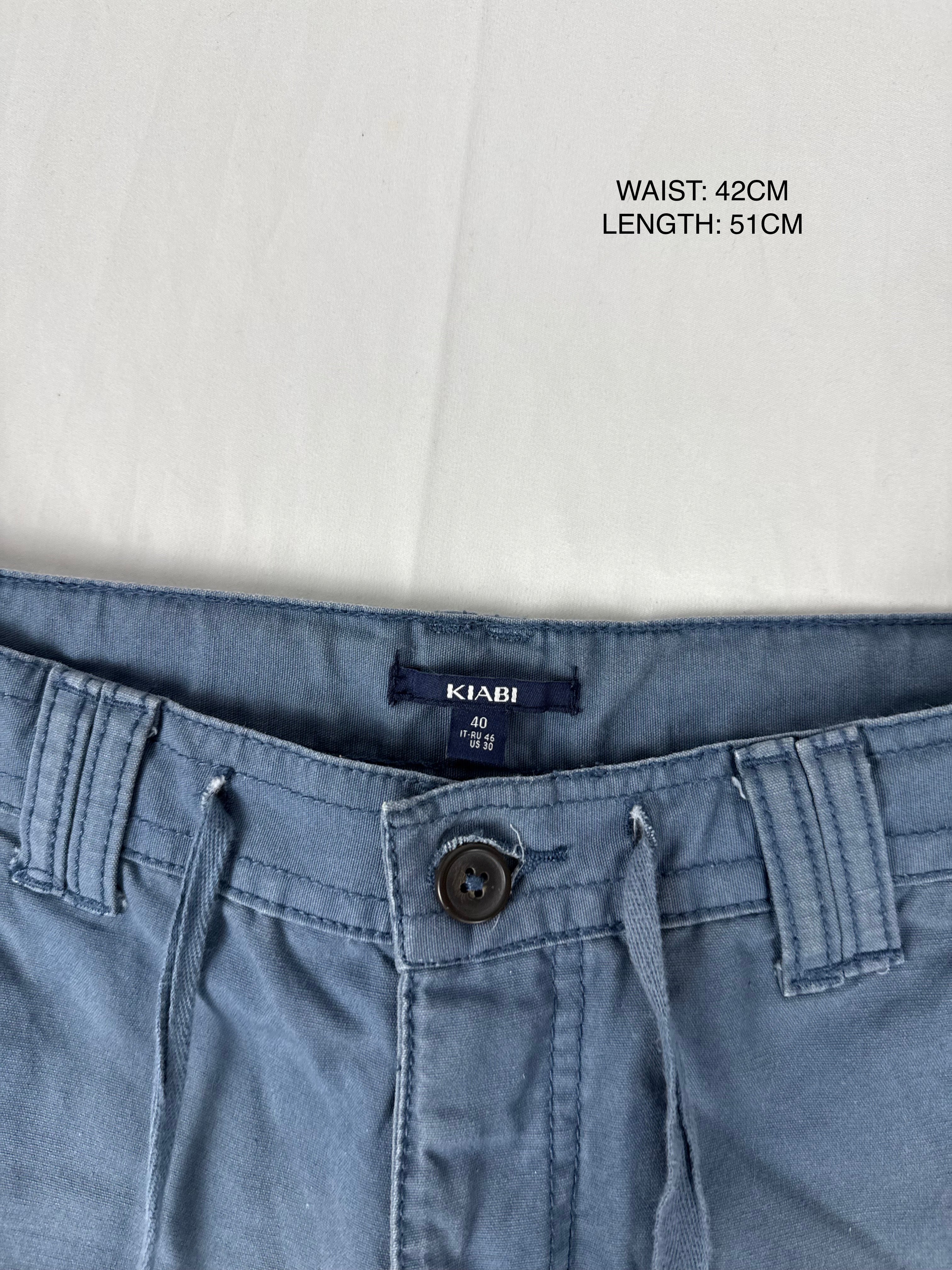 Blue cotton cargo mid short (L)