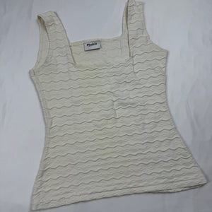 Cream tight fit square neck top (S)