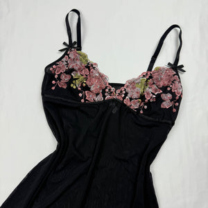 Black mesh babydoll mini dress + thong set (S/M)