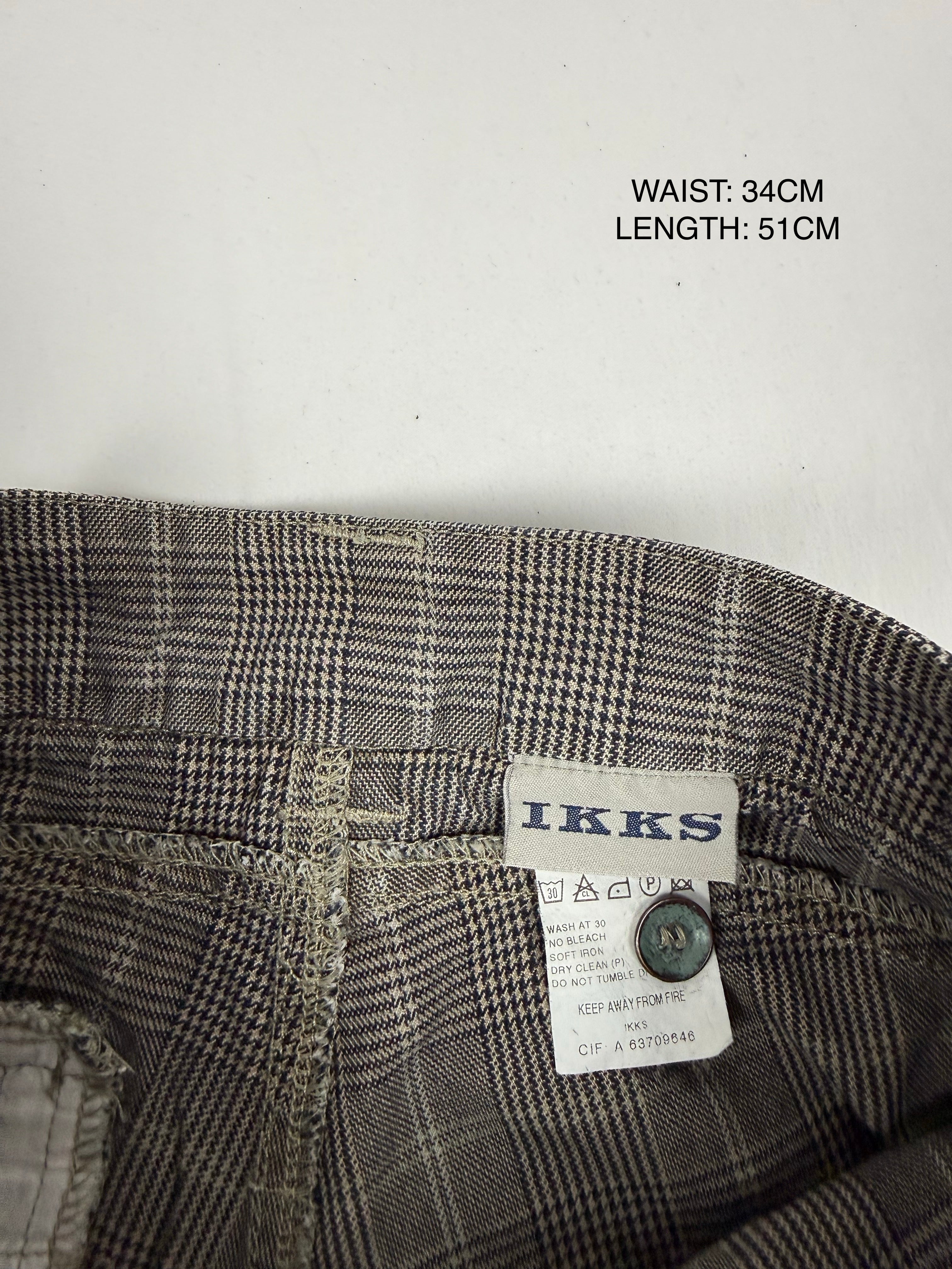 Khaki check print low rise capri pants (XS)