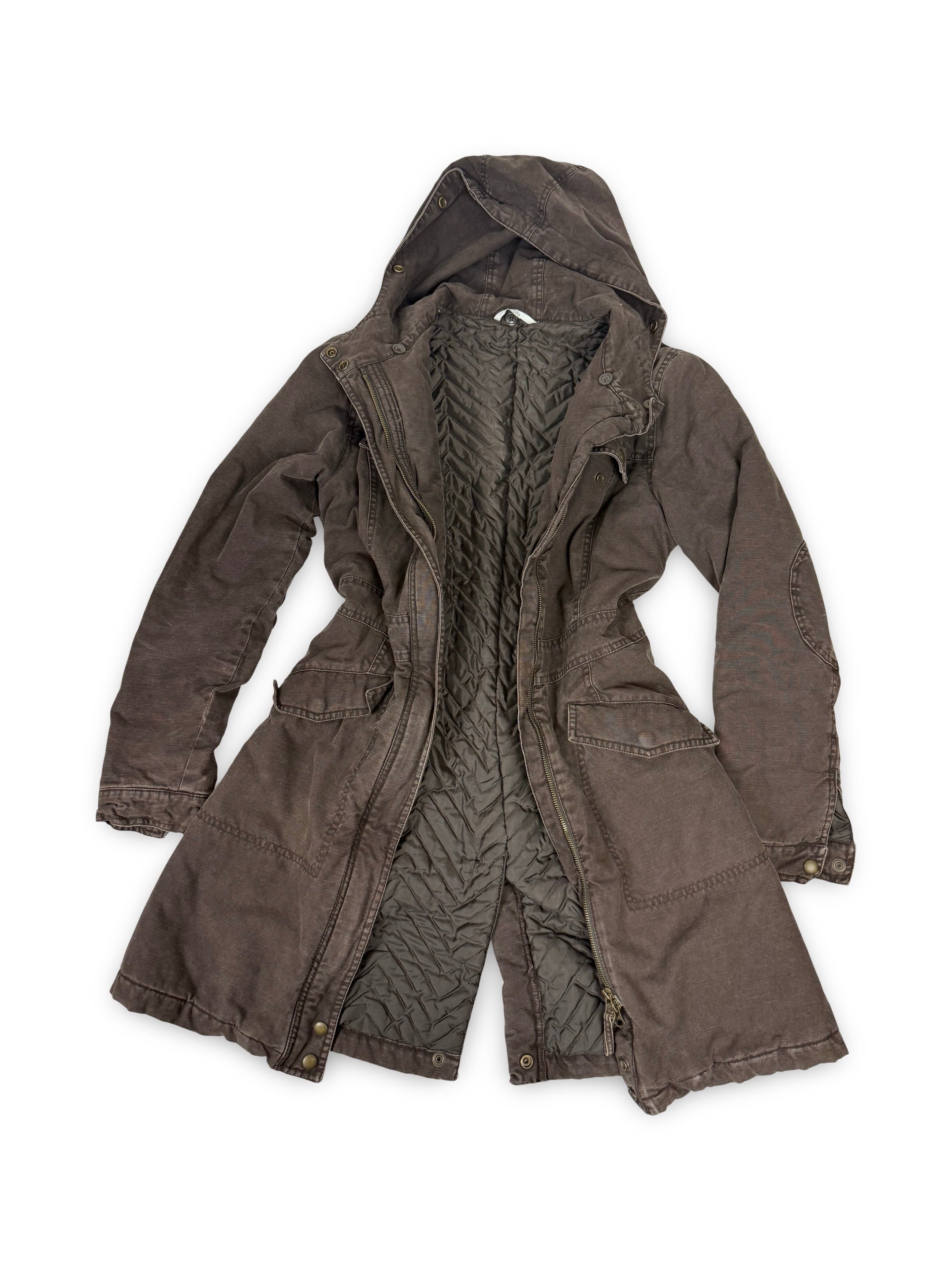 Brown hooded winter parka jacket (M)