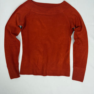 Orange tight fit bardot neck jumper (M)