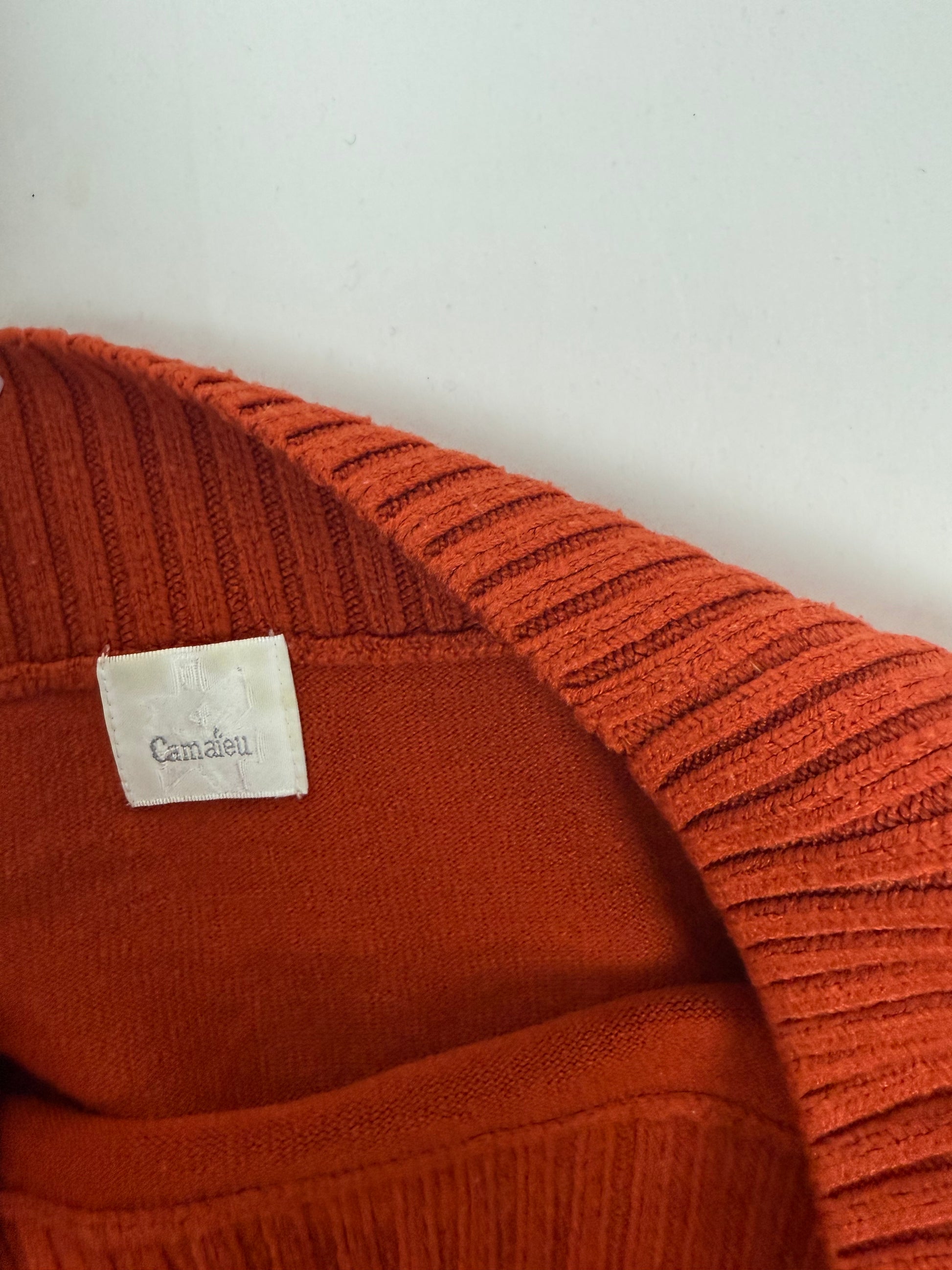 Orange tight fit bardot neck jumper (M)