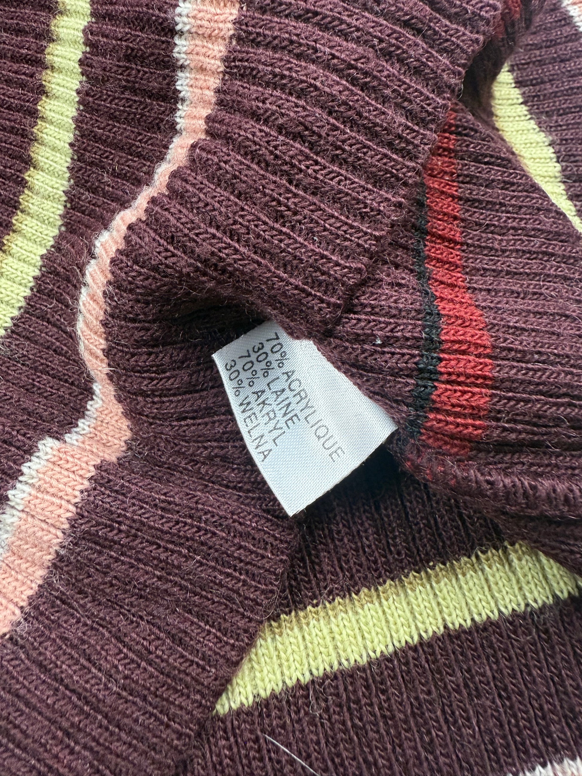 Purple striped stretchy turtleneck wool  jumper (S/M)