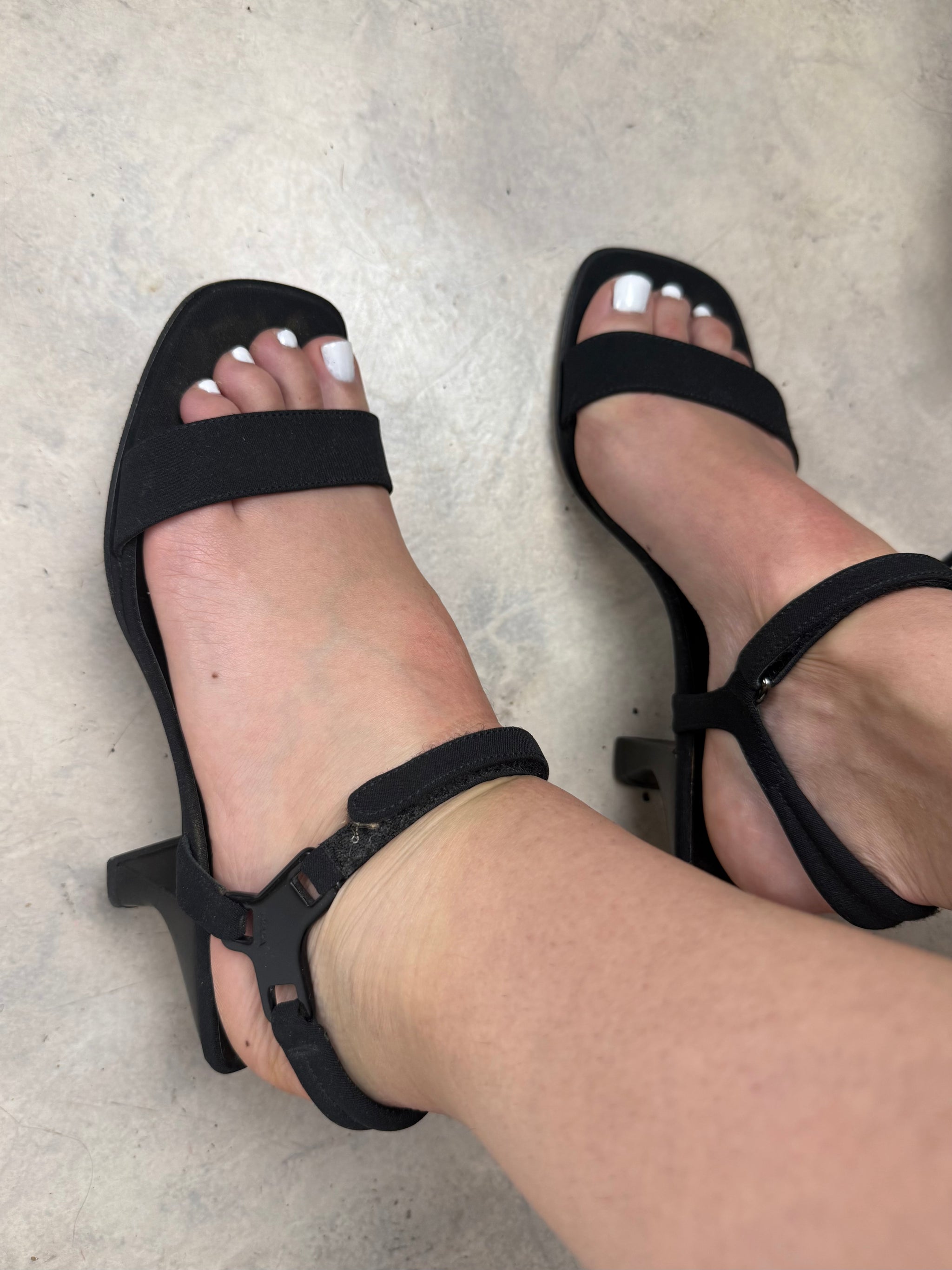 Black buckle belt real leather heels (37)