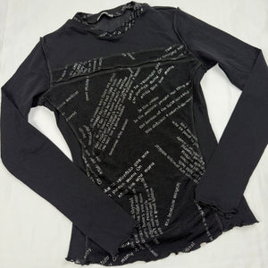 Black mesh glitters long sleeves top (XS)