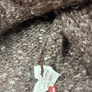 Brown faux fur neck zip up knitted  jacket (M/L)