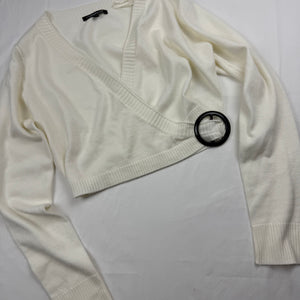 White stretchy buckle belt bolero jumper (M)