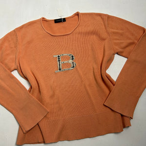 Orange cotton B logo knitted jumper (S)