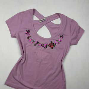 Pink sequins logo tee (S)