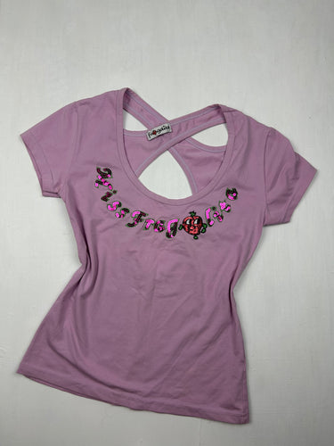 Pink sequins logo tee (S)