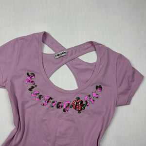 Pink sequins logo tee (S)
