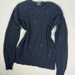 Navy stars print V neck jumper (XL)