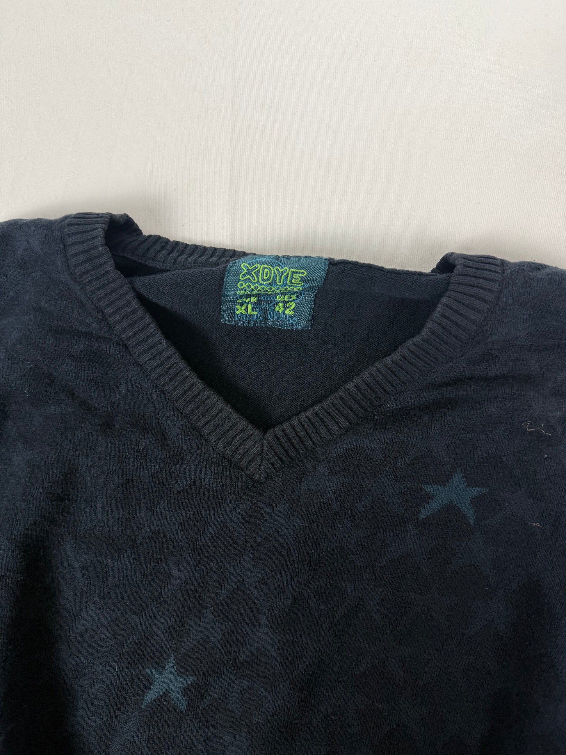 Navy stars print V neck jumper (XL)