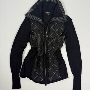 Black cotton zip up tight fit jacket (XS)
