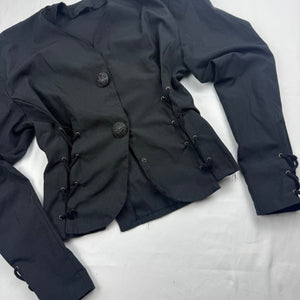 Black lace up tight fit blazer office jacket (S/M)