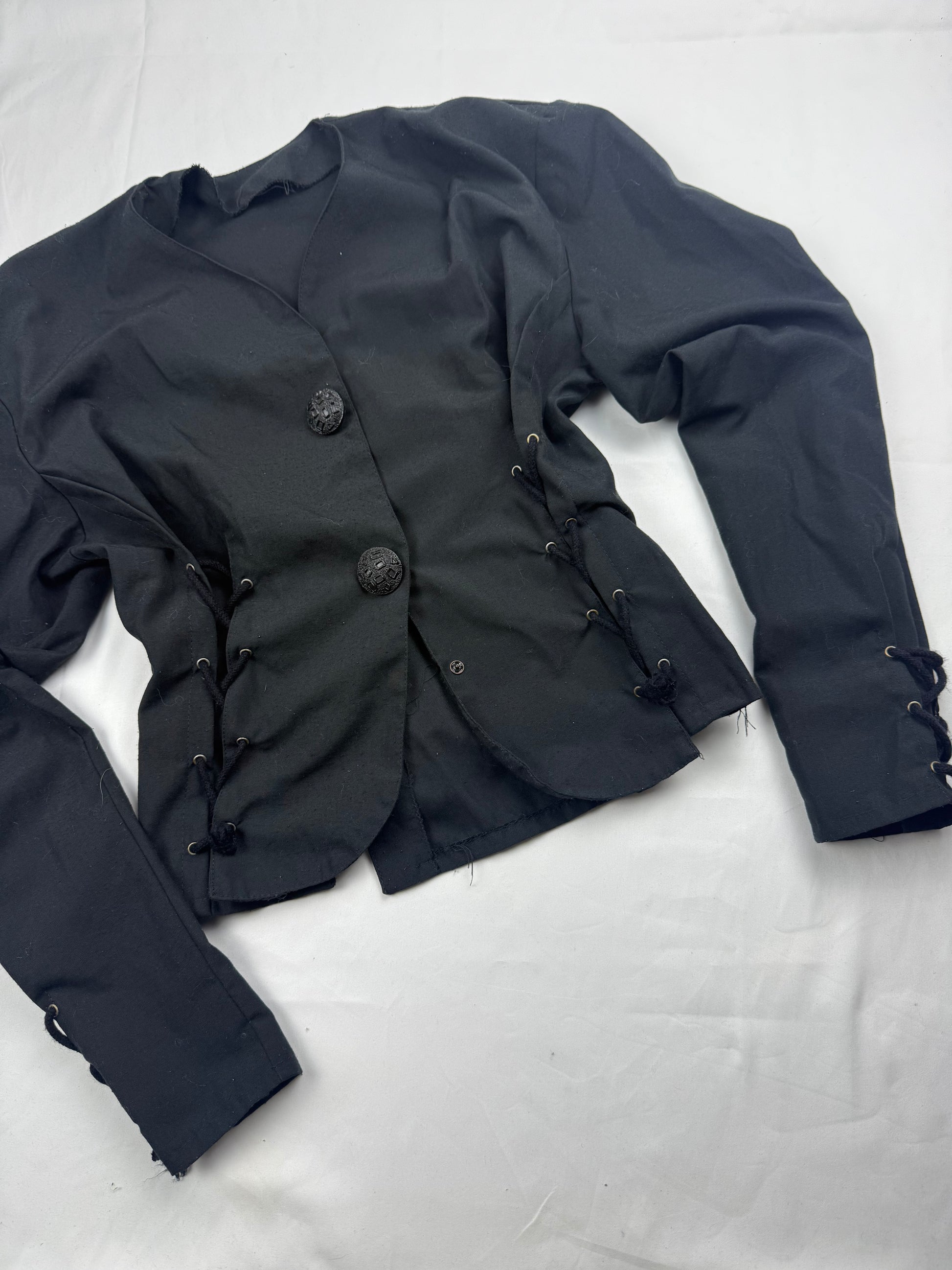 Black lace up tight fit blazer office jacket (S/M)