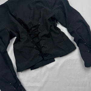 Black lace up tight fit blazer office jacket (S/M)
