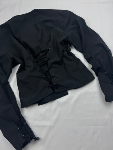 Black lace up tight fit blazer office jacket (S/M)