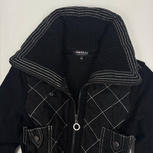 Black cotton zip up tight fit jacket (XS)