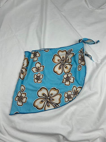 Baby blue low rise pareo beachwear mini skirt (S)