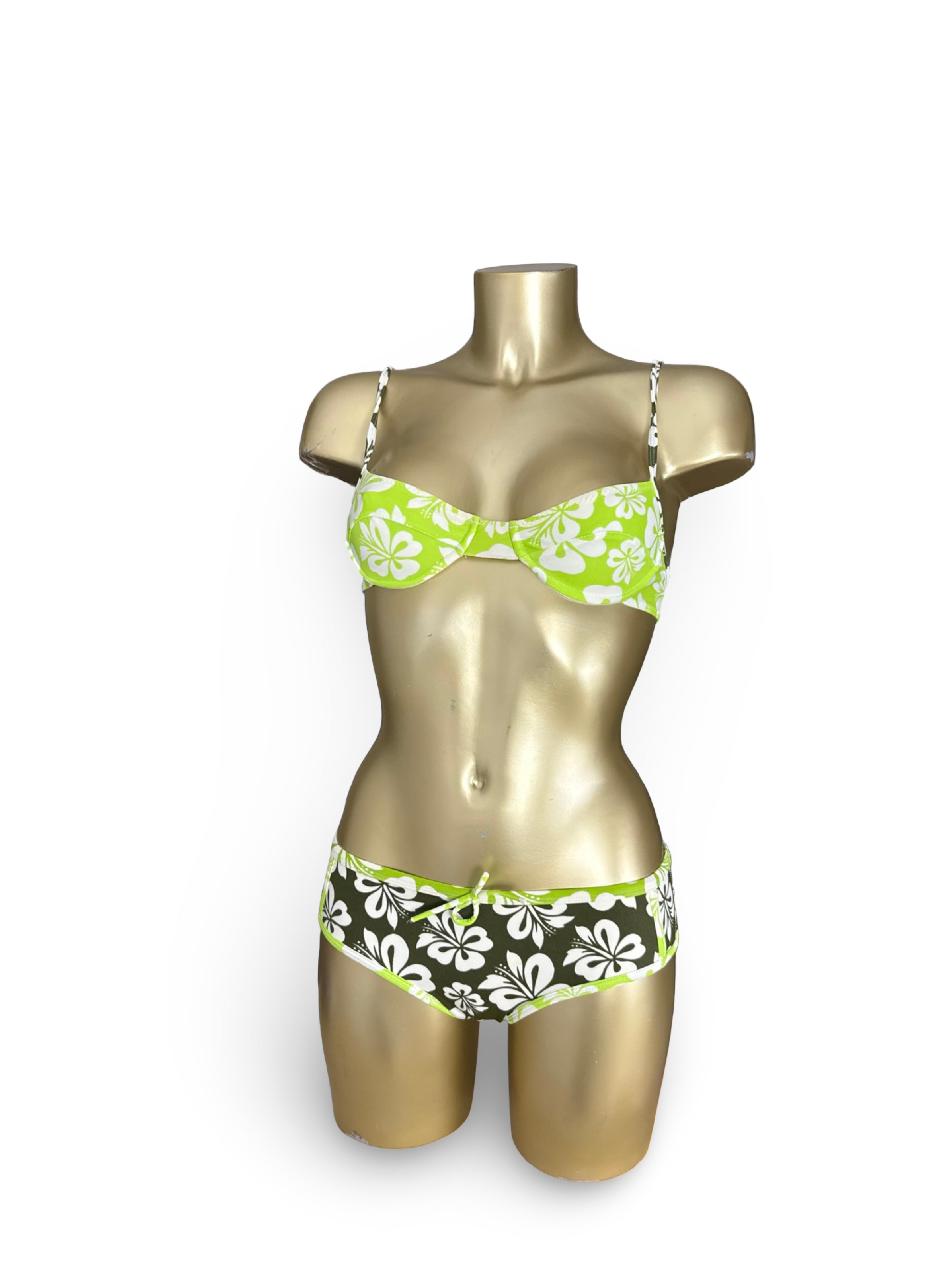 Bicolor floral hibiscus low rise bikini set (XS)