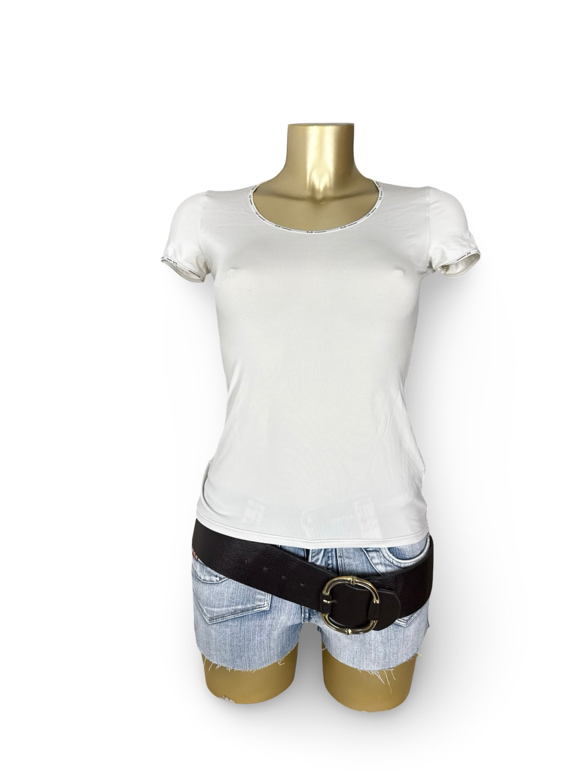 White lycra logo stretchy tee (M)