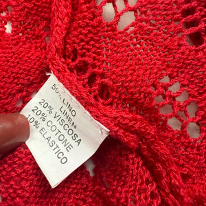 Red crochet linen & cotton bolero top (S/M)