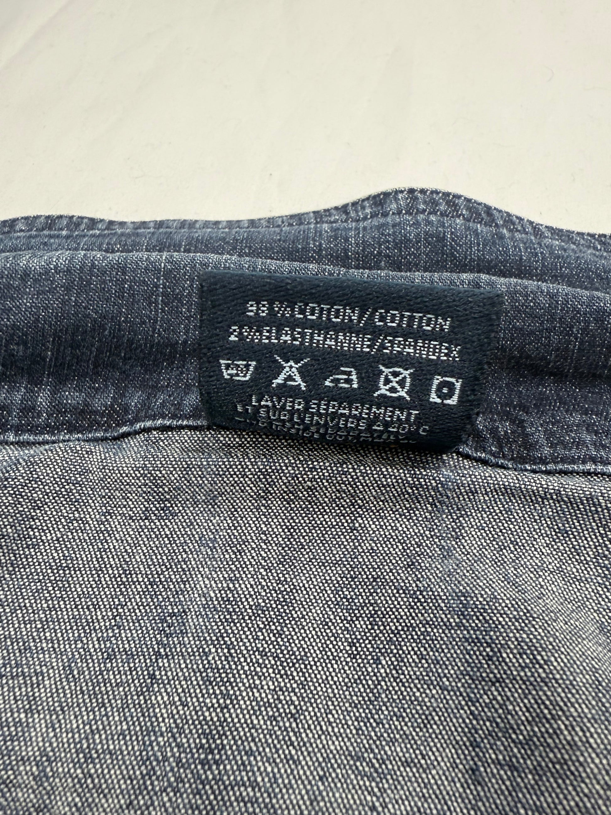 Blue denim zip up biker jacket (XS)