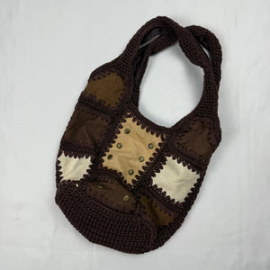 Brown crochet medium shoulder bag (26x23 cm)