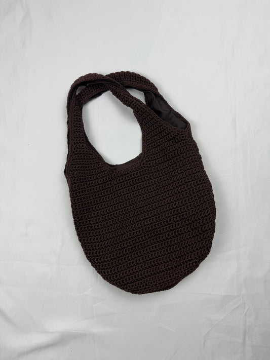 Brown crochet medium shoulder bag (26x23 cm)