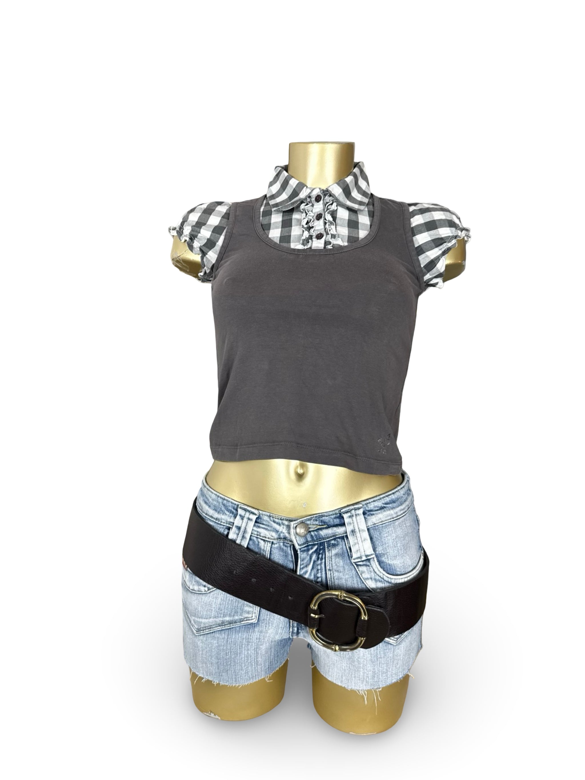 Grey cotton tight fit top (XXS)
