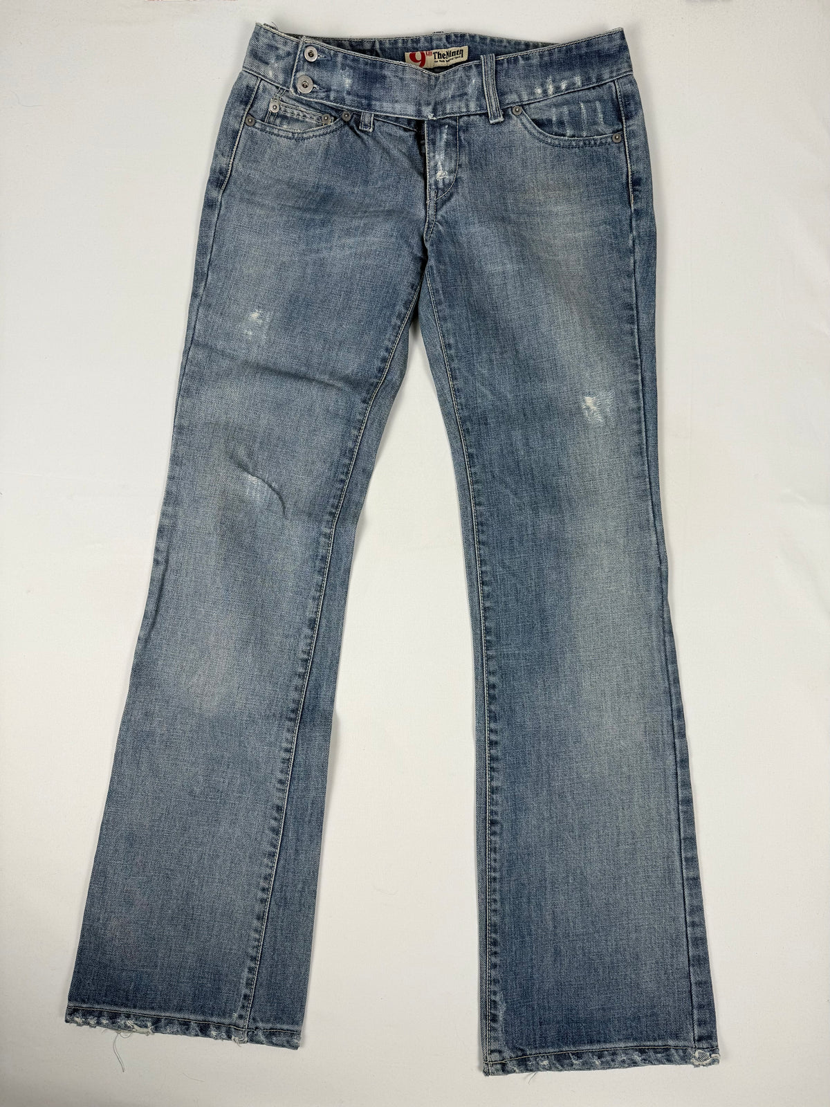 Pantalon droit taille basse en jean noir (XS)
