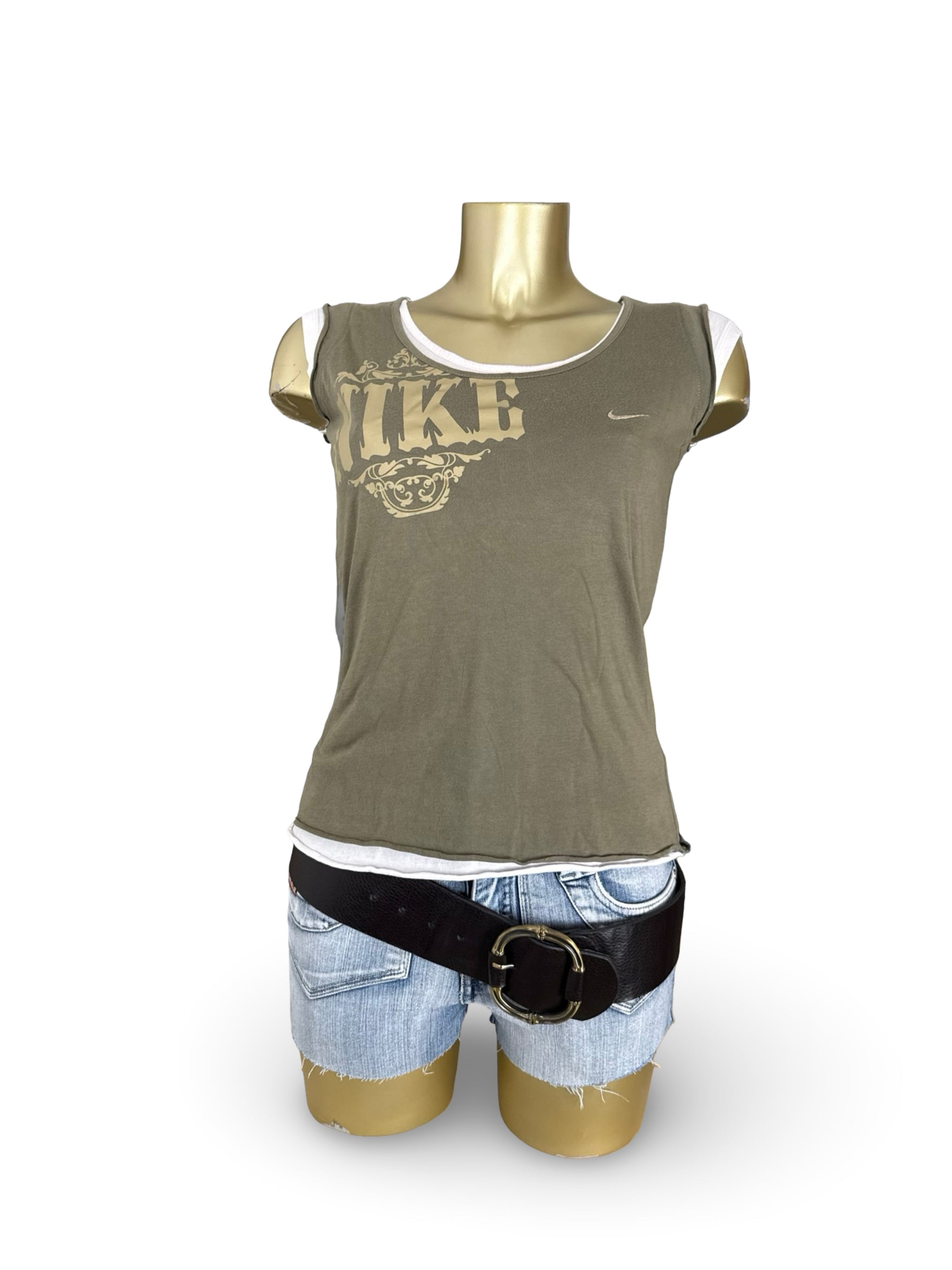 Khaki activewear cotton tee (M)