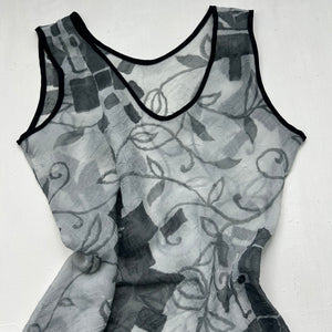 Grey mesh asymmetric mini dress (S)