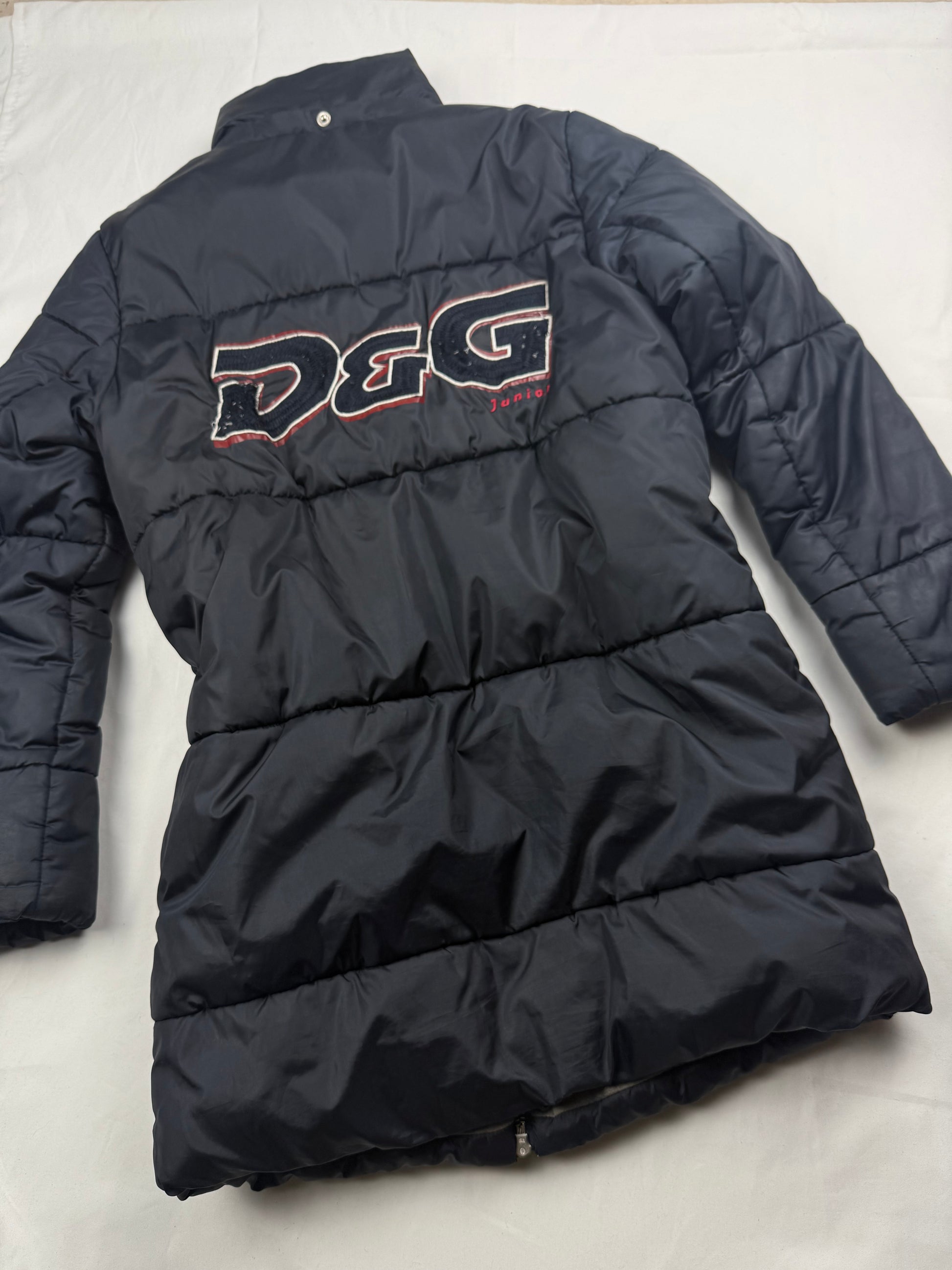 Black spell out logo puffer jacket (XS)