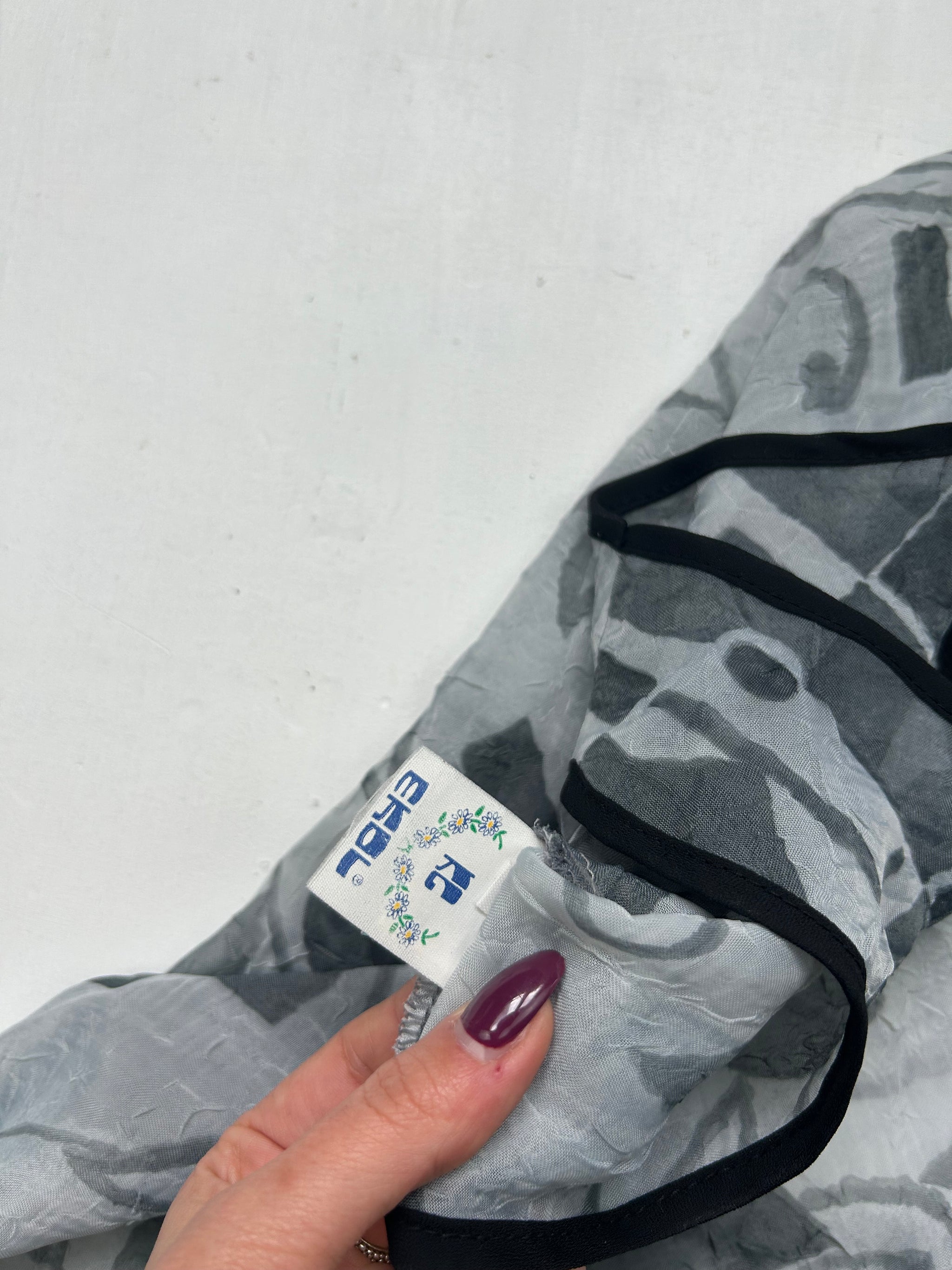 Grey graphic see trough asymmetric dress (S)