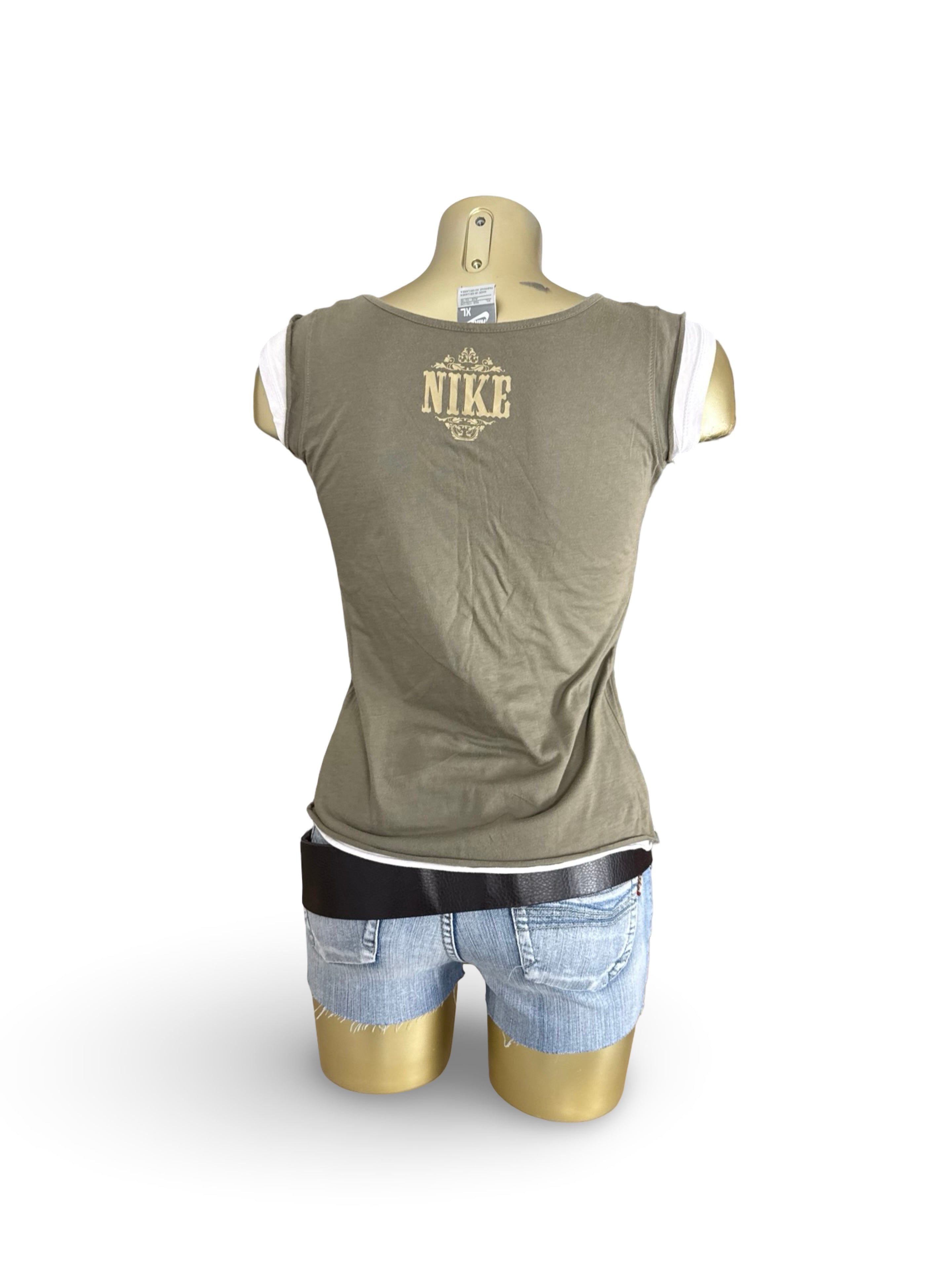 Khaki activewear cotton tee (M)
