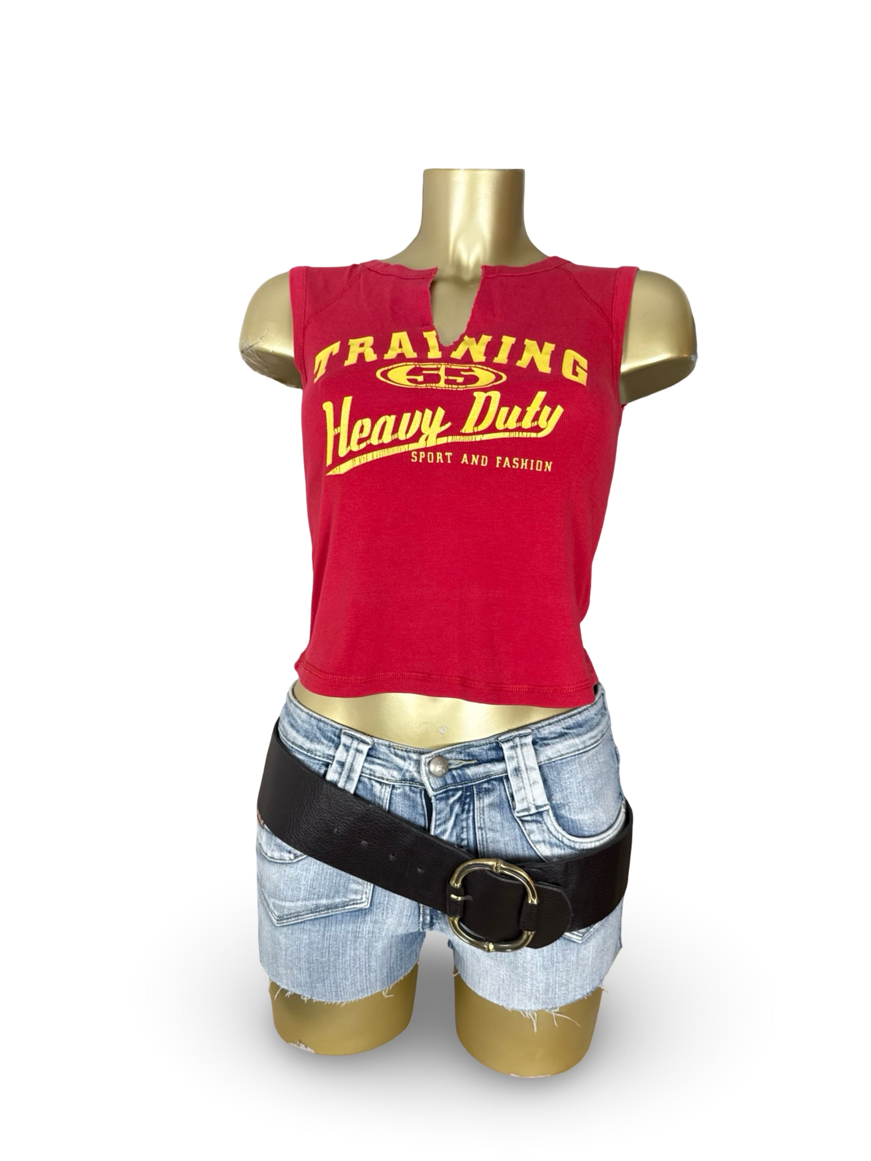 Red cotton graphic tight fit top (S/M)