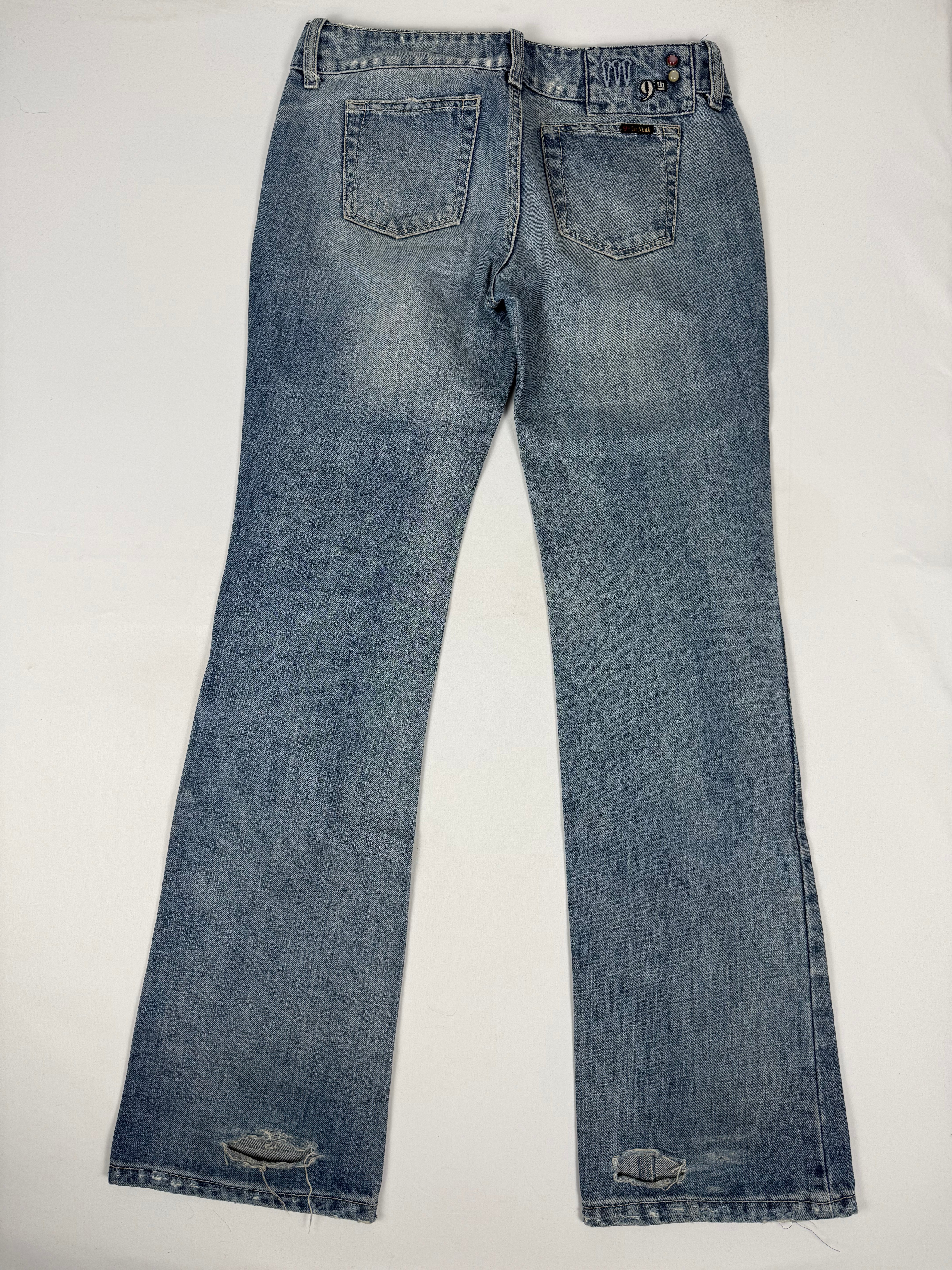 Pantalon droit taille basse en jean noir (XS)