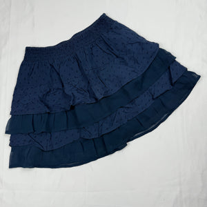 Navy blue cotton low rise pleated mini skirt (S)