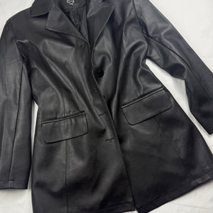 Black pvc leather trench jacket (L)