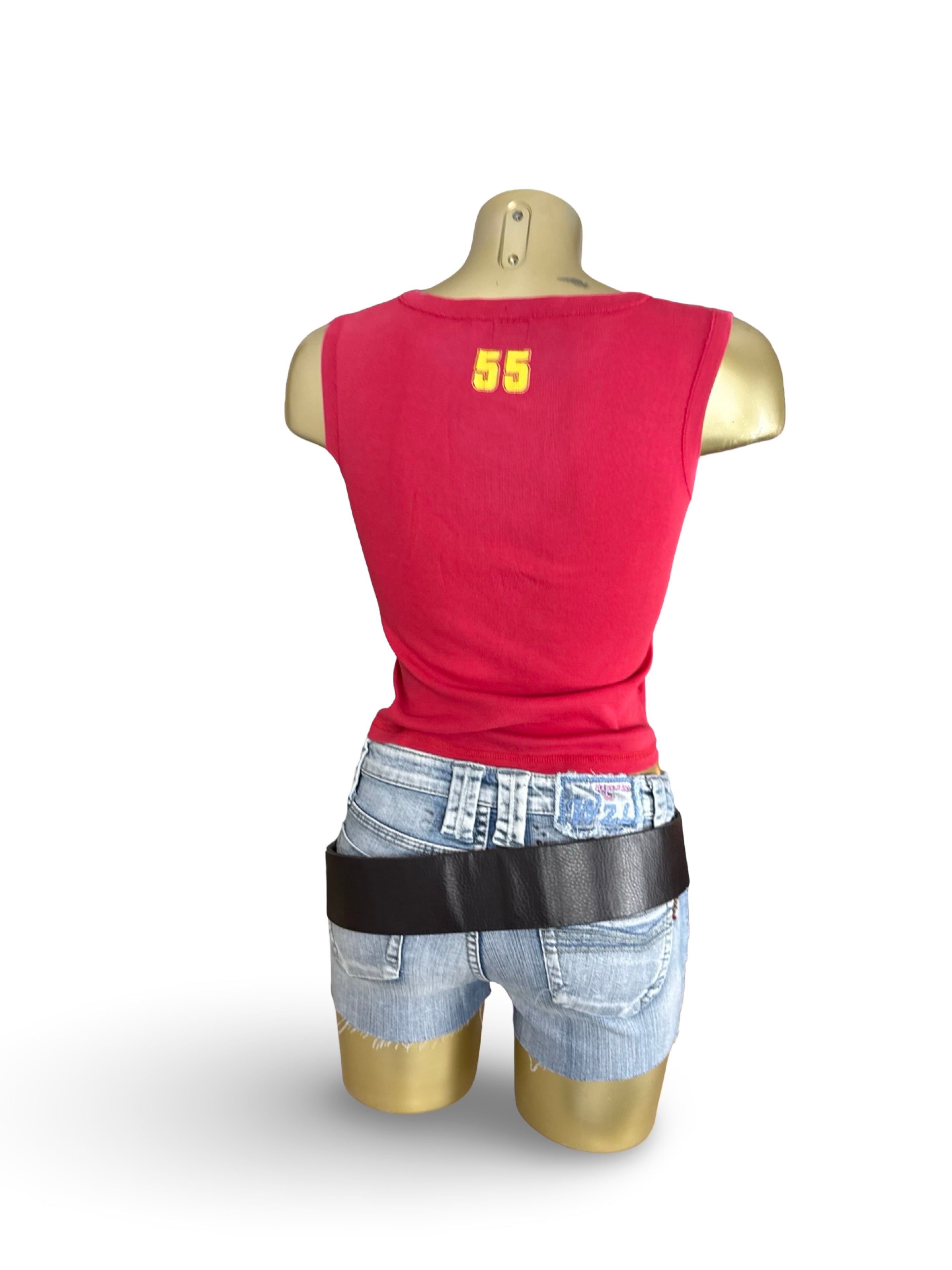 Red cotton graphic tight fit top (S/M)